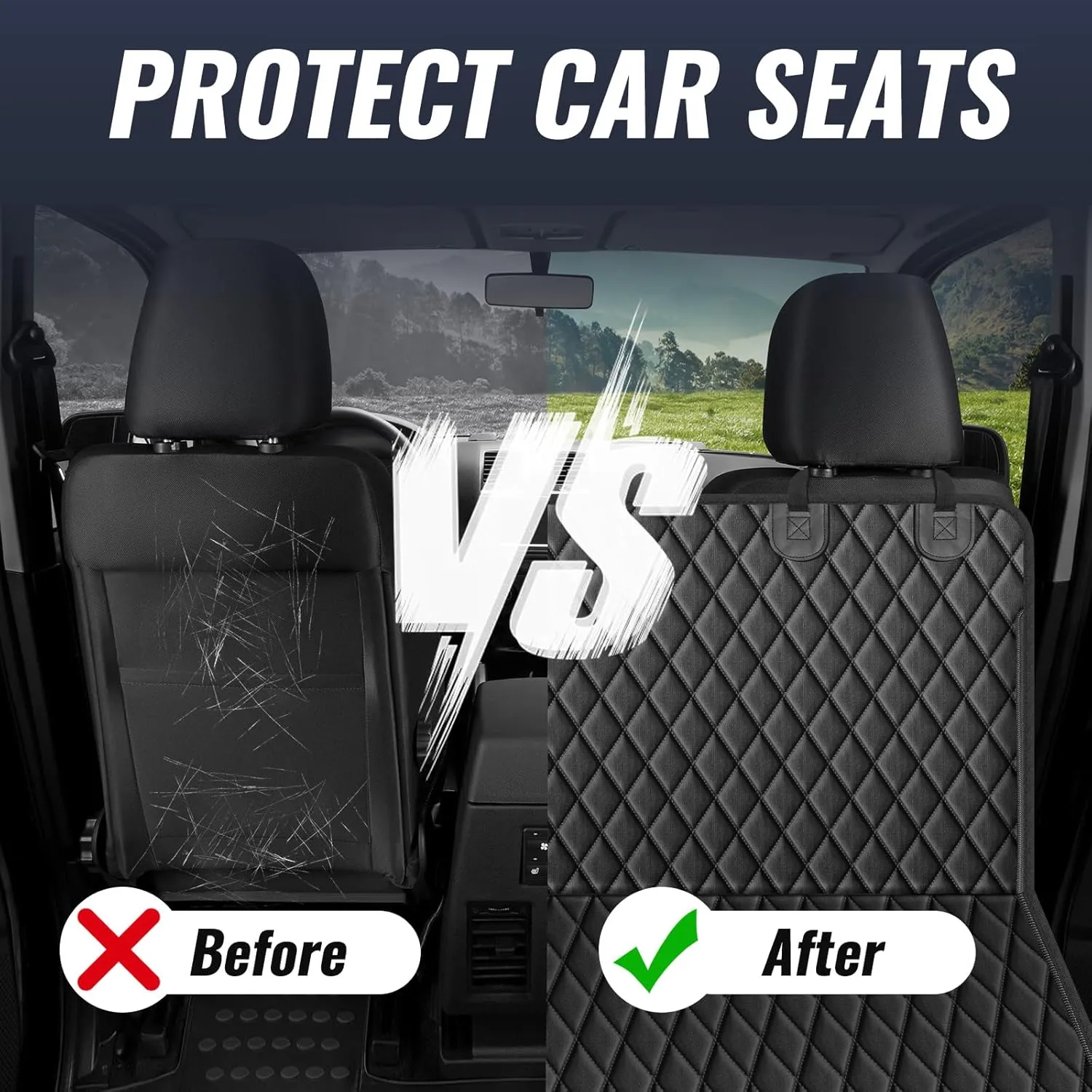 100% Waterproof Dog Car Seat Cover for Back Seat, Large Hammock and Pet Protector, Suitable for Small and Large Dogs, Cars, Trucks, SUVs,Standard(Red)