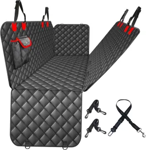 100% Waterproof Dog Car Seat Cover for Back Seat, Large Hammock and Pet Protector, Suitable for Small and Large Dogs, Cars, Trucks, SUVs,Standard(Red)
