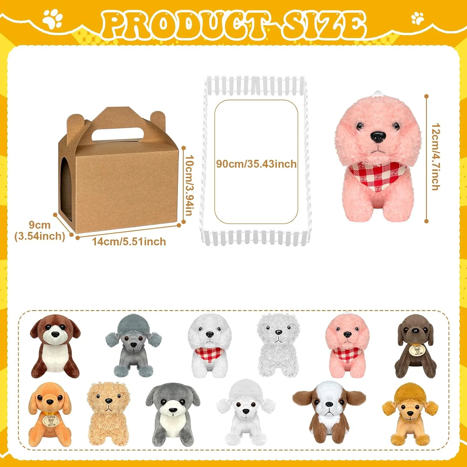 180 Pcs Adopt a Dog Party Favors Include 12 Mini Plush Dogs 12 Adoption Card 12 Kraft Boxes 12 Check Card 5 Adopt Sign 24 Puppy Stickers 1 Fence 102 Adopt a Puppy Supplies for Adoption Party (Dog)