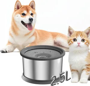 2.5L Dog Water Bowl 101oz Stainless Steel Water Bowls for Dogs No Splash Pet Water Dispenser with Non-Slip Base for Dogs and Cats