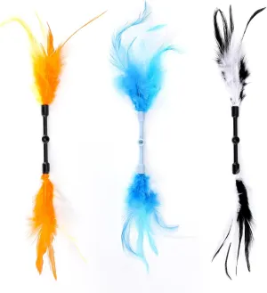 3-in-1 Cat Toy Replaceable Feathers for Rotating Feather Wand Mode, 3 Pcs Rotating Feather Wand Replacement (Bottom)