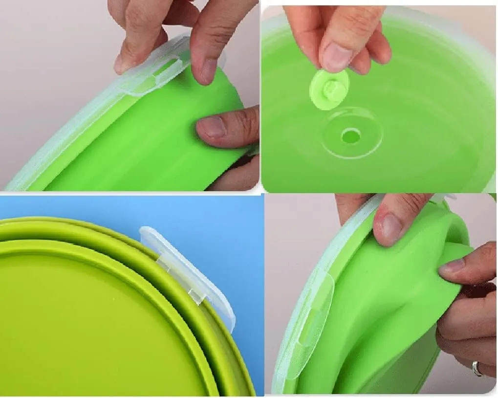 3Pack Collapsible Silicone Food Storage Containers with Lid 17OZ Foldable Lunch Bowl for Microwave Freezer Dishwasher Safe (500ml)