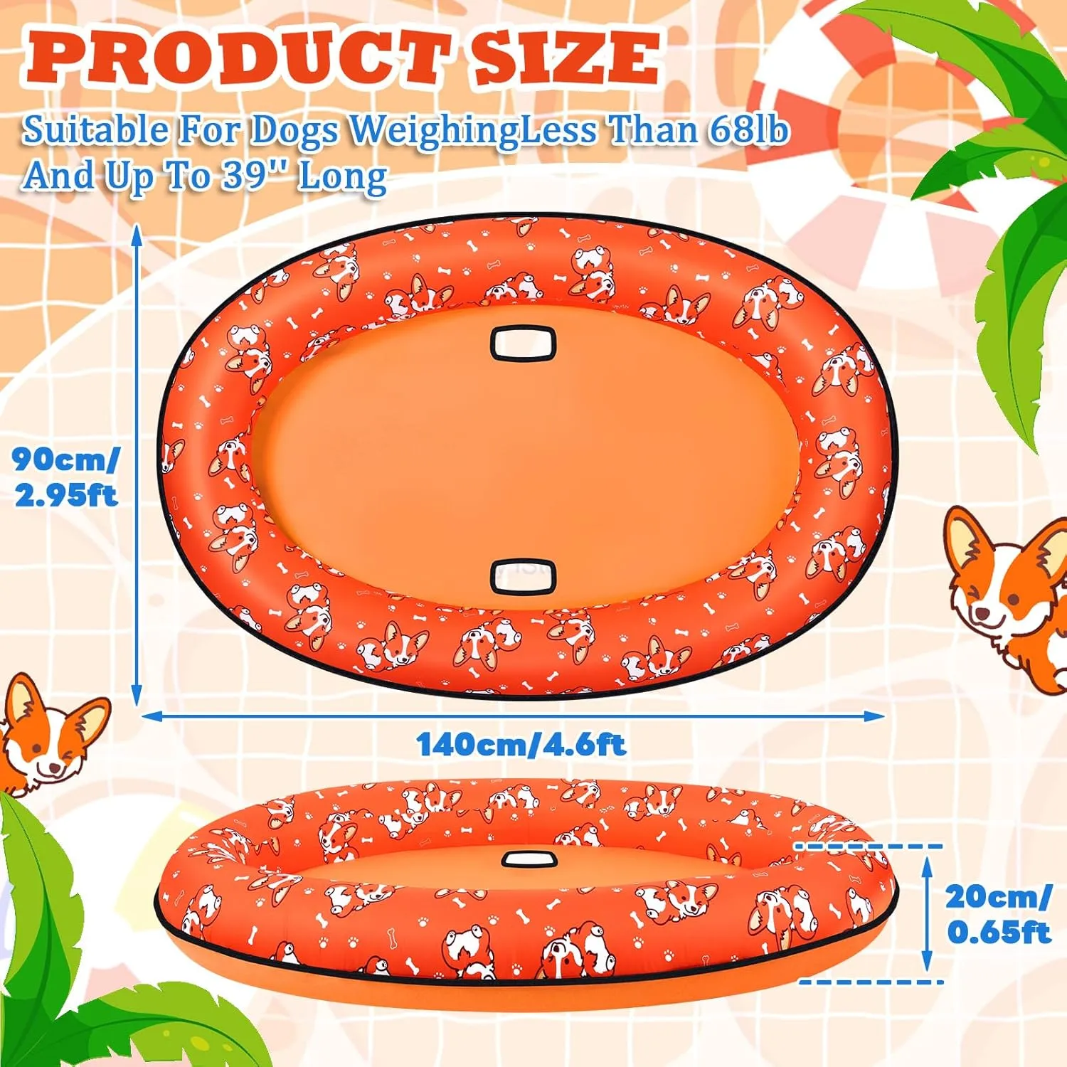 55'' x 35'' Dog Pool Float, Dog Floats for Pool, Pool Rafts for Dogs, Inflatable Pool Floats for Small Medium and Large Dogs, Pool Floats for Dogs for Lake River Pool Scratch Resistant