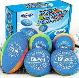 5Pcs Water Skipping Balls Set for Pool Play, Multi-Colored Splash Water Bouncing Balls, Fun Water Pool Beach Swim Toys & Games for Kids 3  4-8-12 and Adults