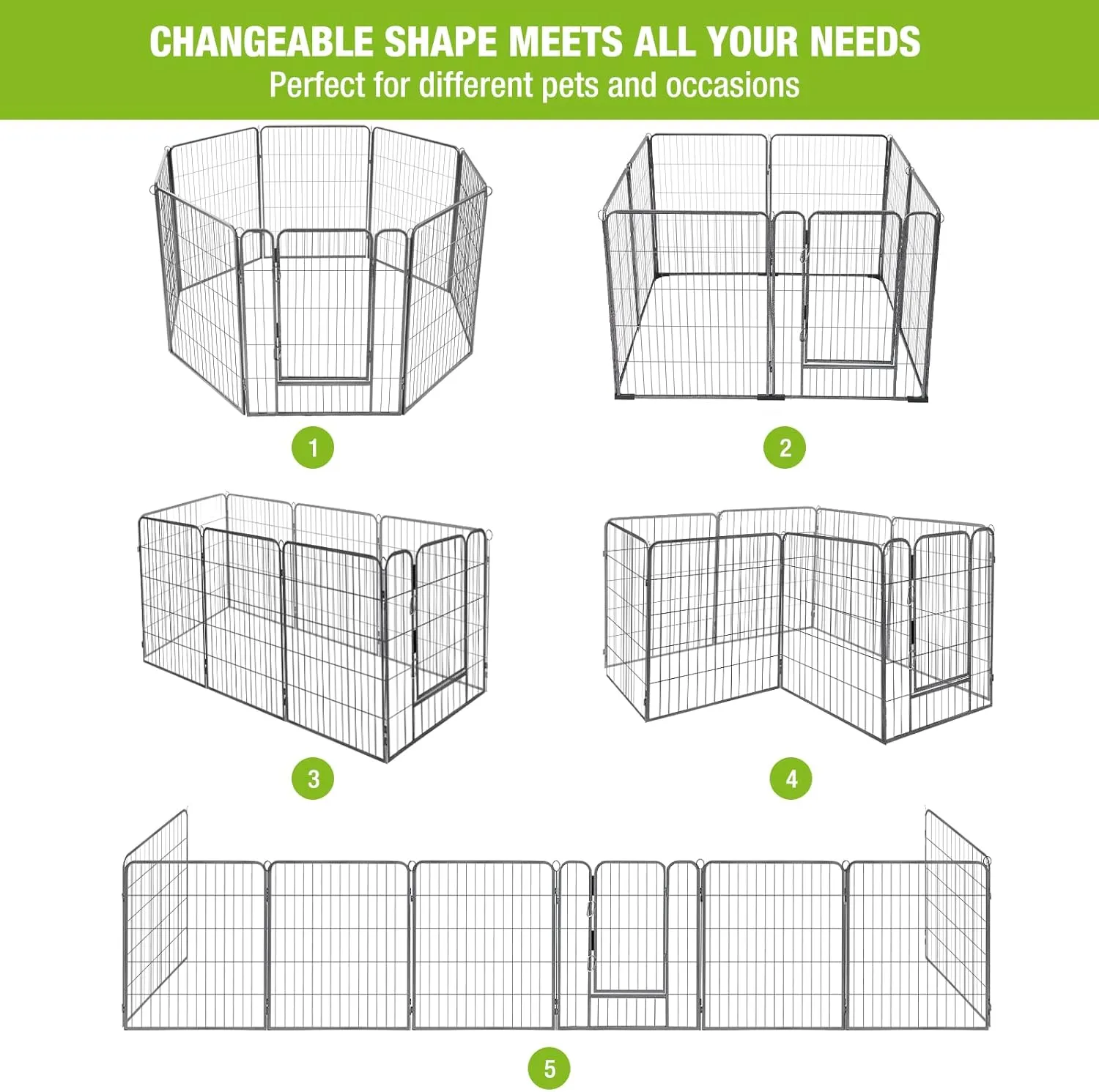 8 Panels Dog Playpen Dog Exercise Pen Heavy Duty Dog Fence Portable Puppy Cats Rabbits Playpen Indoor Outdoor (8 Panels, 31 Inch) Slivery Black