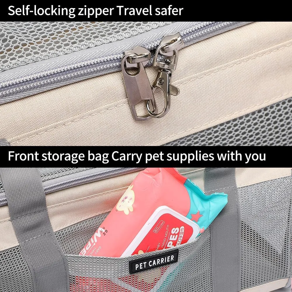 Airline Approved Pet Carrier for Cats and Small Dogs, Breathable and Collapsible Design, Portable Travel Bag for Bearded Dragon, Puppies Animal Hangbag, Rabbit Cage Cage (Khaki, Small)