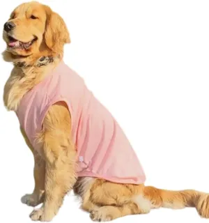ANIAC Pink Large Dog Shirt for Girl Boy Solid Cotton Dog Tee Shirt Summer Basic Tank Top Breathable Sleeveless Doggy Vest Cooling Pet Clothes for Big Dog 55-66 LB (Pink1, 6XL)
