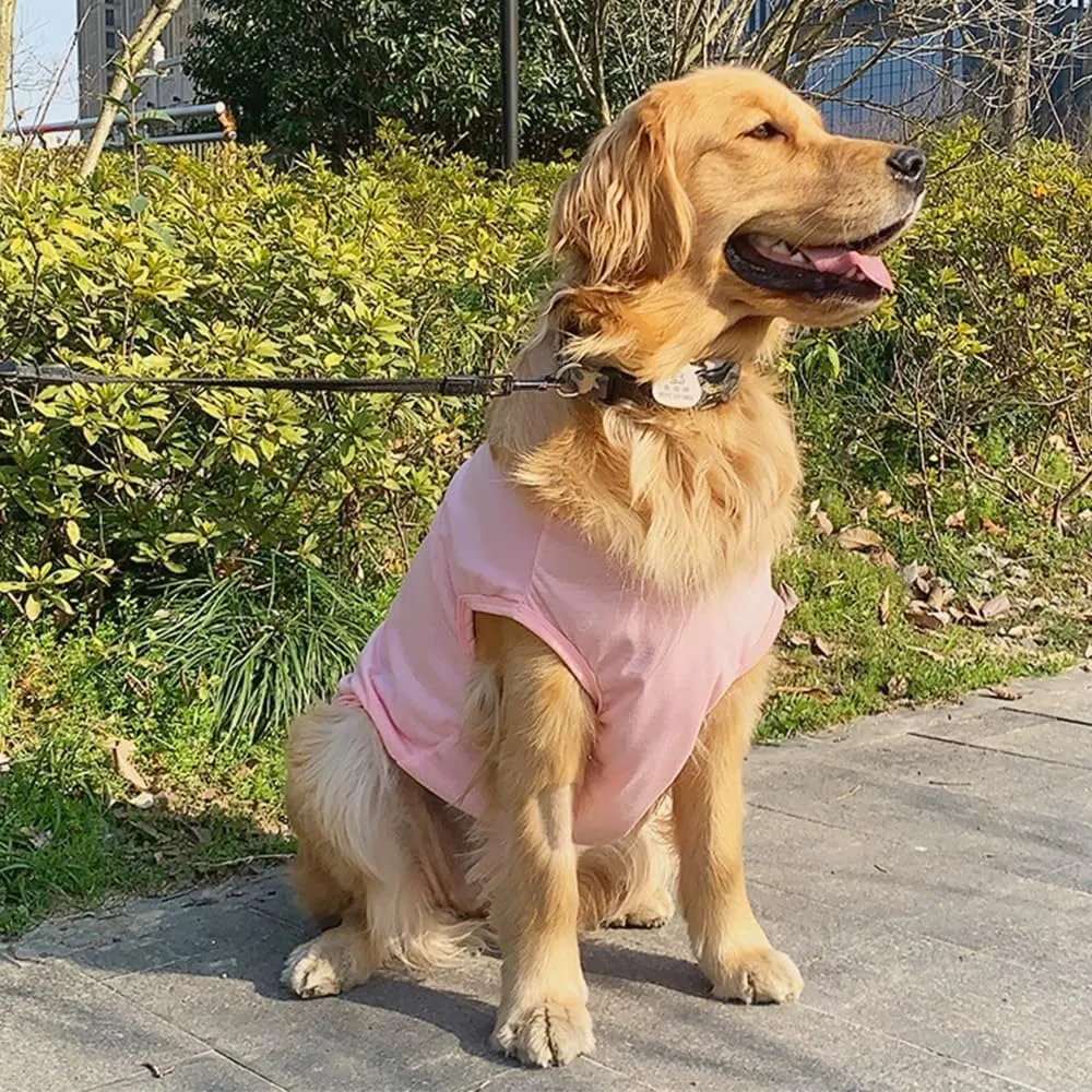 ANIAC Pink Large Dog Shirt for Girl Boy Solid Cotton Dog Tee Shirt Summer Basic Tank Top Breathable Sleeveless Doggy Vest Cooling Pet Clothes for Big Dog 55-66 LB (Pink1, 6XL)
