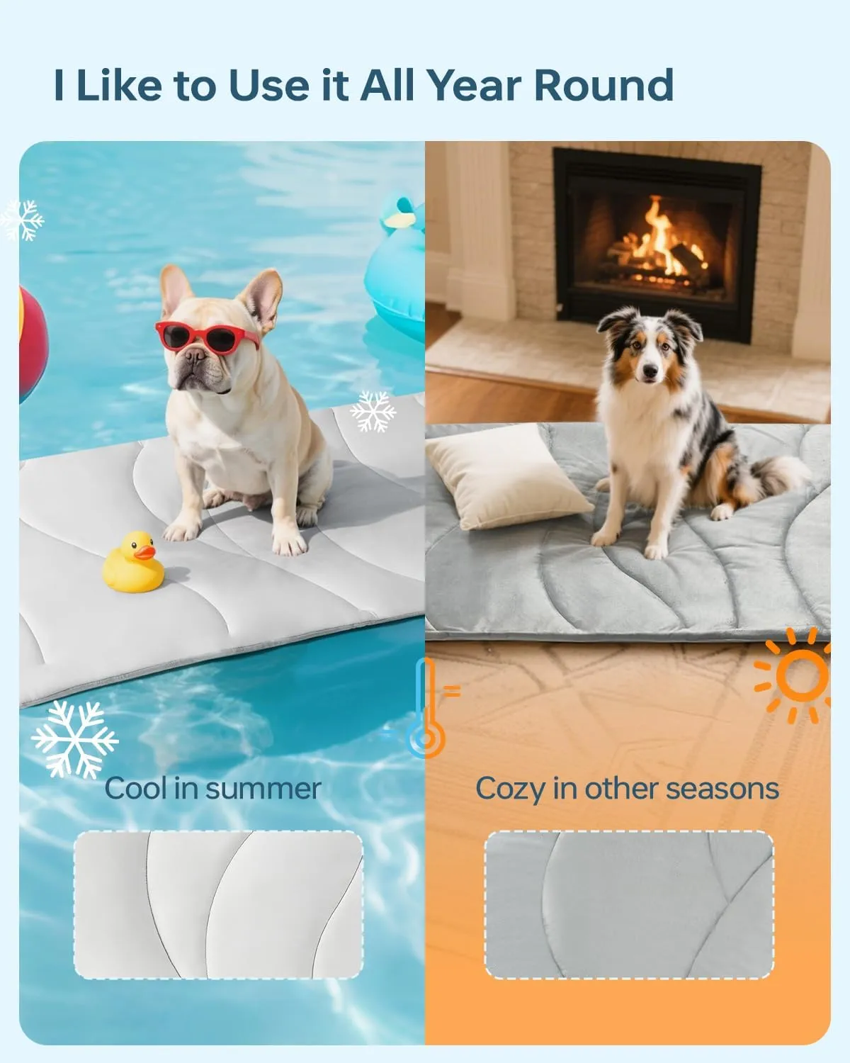 BABTGREAT Dog Cooling Mat, 36" x 23" Reversible Self-Cooling Mat for Medium Dogs, Arc-Chill Cool Pad for Dogs and Cats Washable Summer (Grey, Large(48" x 28"))