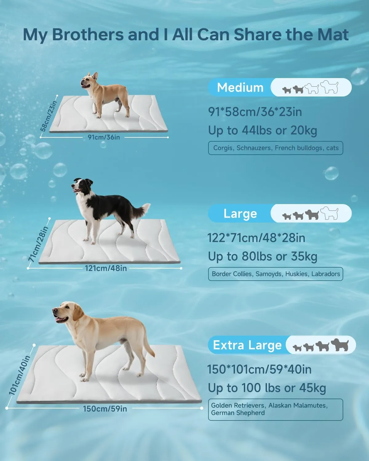 BABTGREAT Dog Cooling Mat, 36" x 23" Reversible Self-Cooling Mat for Medium Dogs, Arc-Chill Cool Pad for Dogs and Cats Washable Summer (Grey, Large(48" x 28"))