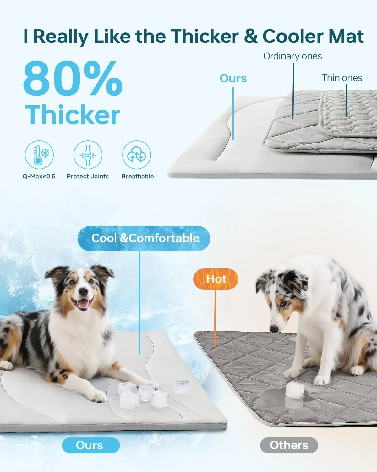 BABTGREAT Dog Cooling Mat, 36" x 23" Reversible Self-Cooling Mat for Medium Dogs, Arc-Chill Cool Pad for Dogs and Cats Washable Summer (Grey, Large(48" x 28"))