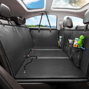 Back Seat Extender for Dogs, Waterproof Dog Car Seat Cover for Back Seat with Hard Bottom, 2025 Upgraded Material, Anti Scratch, Safer, Easy to Use and Clean, Black