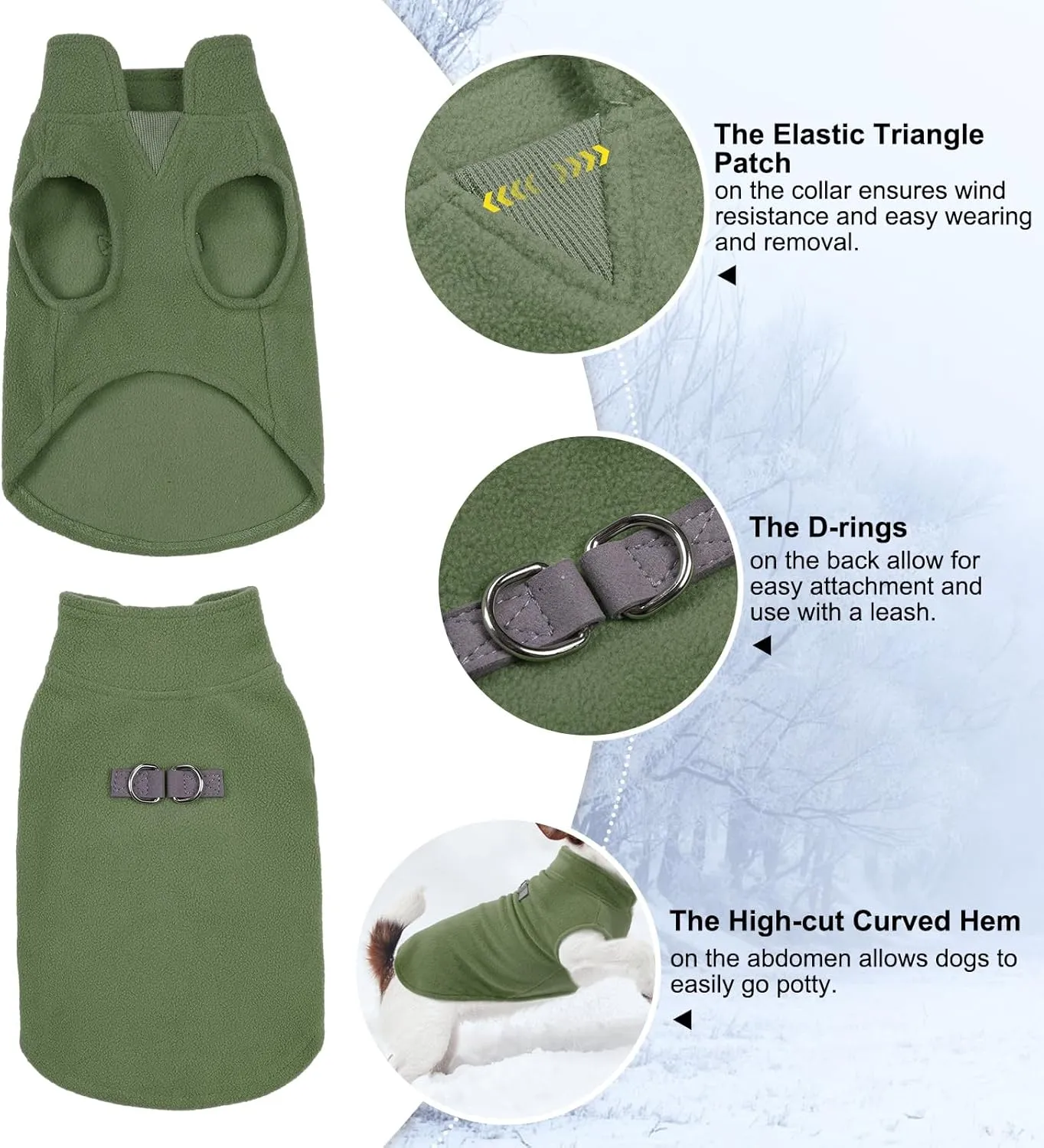 BEAUTYZOO Dog Fleece Vest Sweater Winter Jacket for Small and Medium Dogs with D-Ring Leash Cold Weather Coat Hoodie for XS S M Dogs Boy or Girls