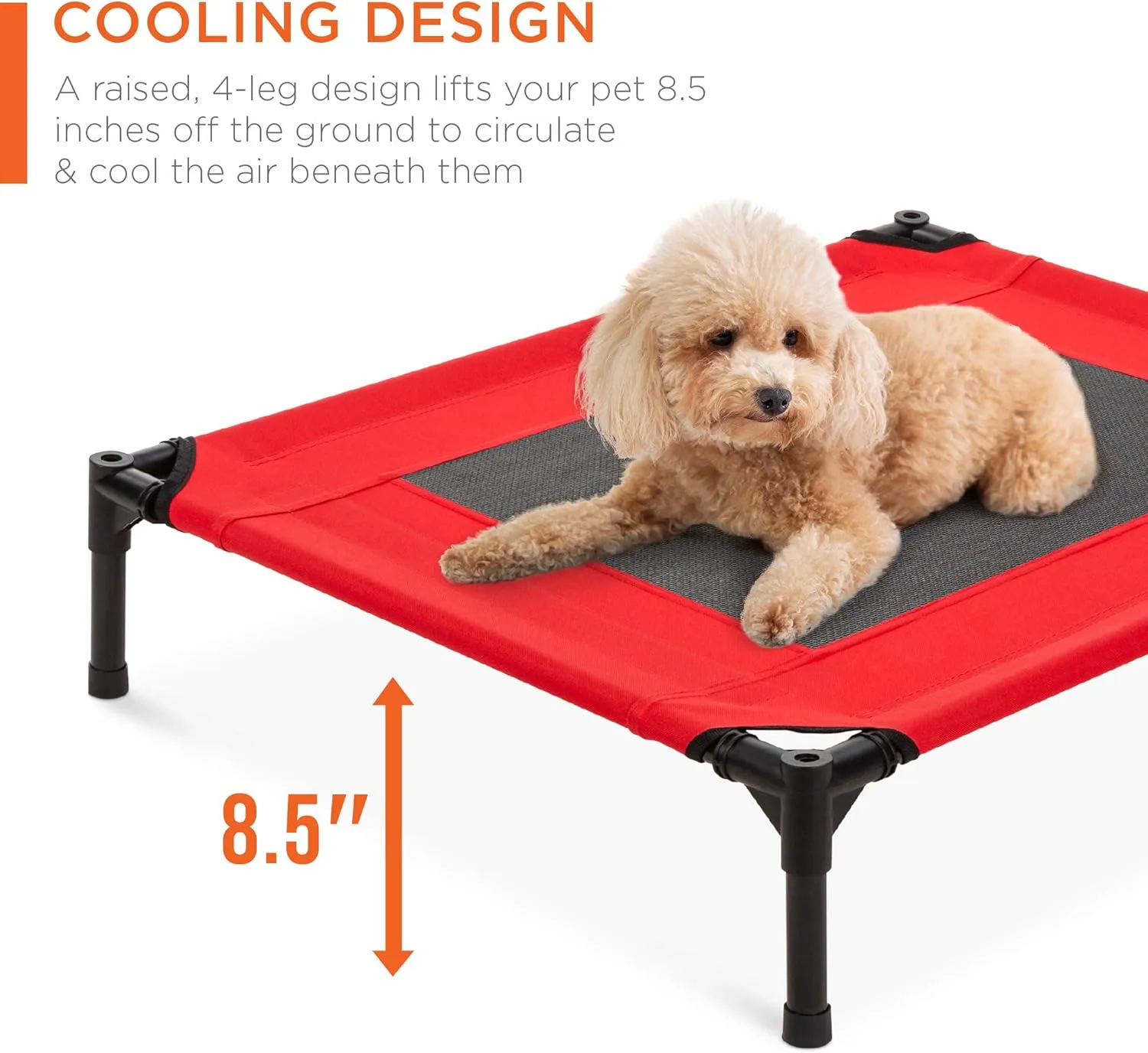 Best Choice Products 30in Elevated Cooling Dog Bed, Outdoor Raised Mesh Pet Cot w/Removable Canopy Shade Tent, Carrying Bag, Breathable Fabric - Red