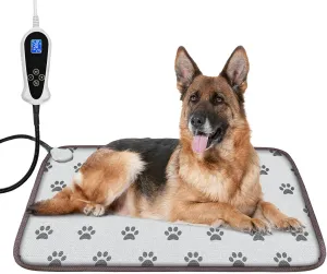 Bestio 34  21 in Large Dog Heating pad,Upgraded Smart Thermostat Switch Heated Dog Bed with Normally ON Function (1-24 Hours), Electric Steel Cord, Waterproof Material - Paw