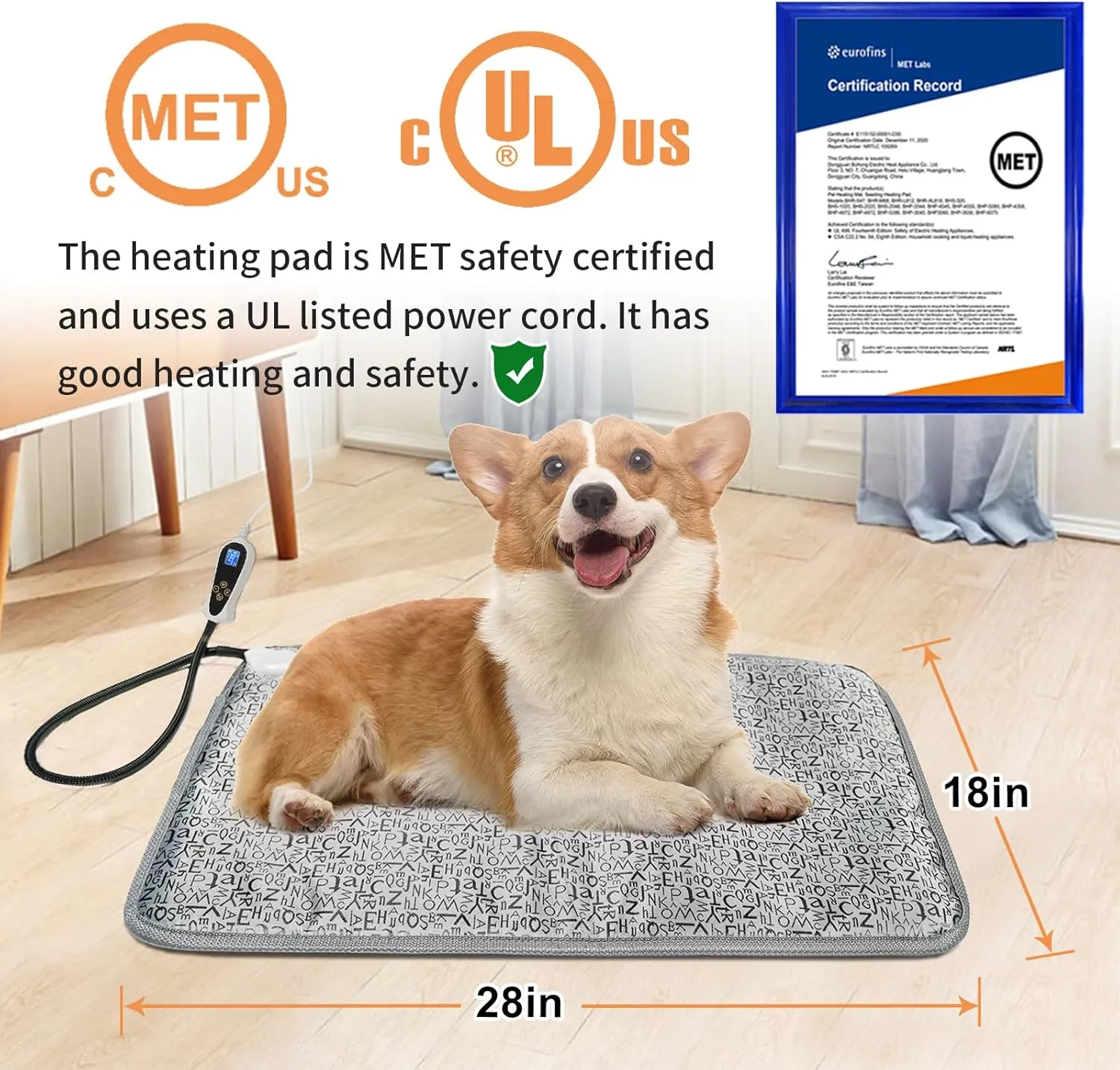 Bestio Cat Heating pad,2818 in Medium Cat Heated Pads for Dogs,Pet Heating Pads Cats with Metal Protective Tube   Waterproof Material,Large Cat Heating for Pets Birth,Newborns or Elder Pets - Letter