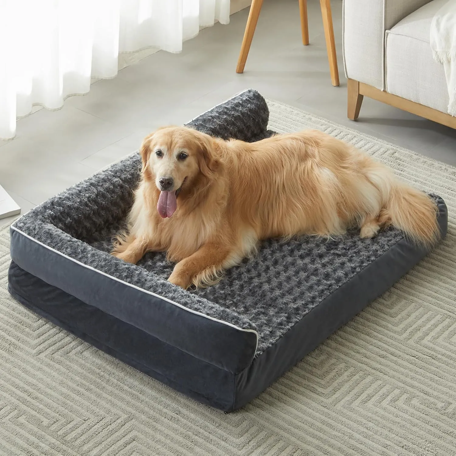 BFPETHOME Orthopedic Dog Beds for Large Dogs-Waterproof Sofa Dog Bed with Removable Washable Cover, Big Pet Bed with Waterproof Lining and Nonskid Bottom,Pet Bed for Large Dogs