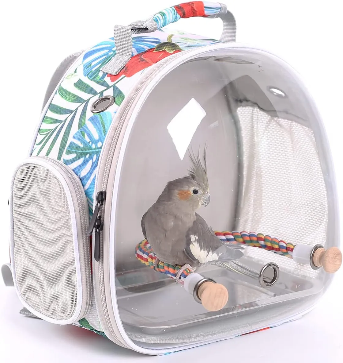 Bird Carrier Backpack with Rope Perch, Portable Bird Travel Carrier Backpack (Multi-Colored, Bird Carrier)