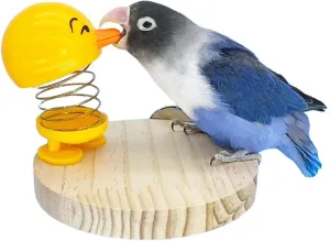 Bird Spring Toy for Cage, Bird Stand Platform with Spring, Parrot Training Toys for Cage, Parrot Chew Ball Foraging Interactive Intelligence Toy for Conure Lovebird Budgie Cockatiel