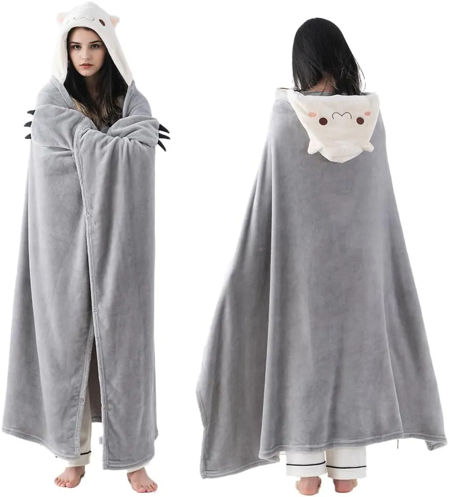 Bunnikins & Clover Wearable Hoodie Blanket for Adults, Warm Oversized Blanket, Soft Flannel Fleece Hoodie Throw Blankets