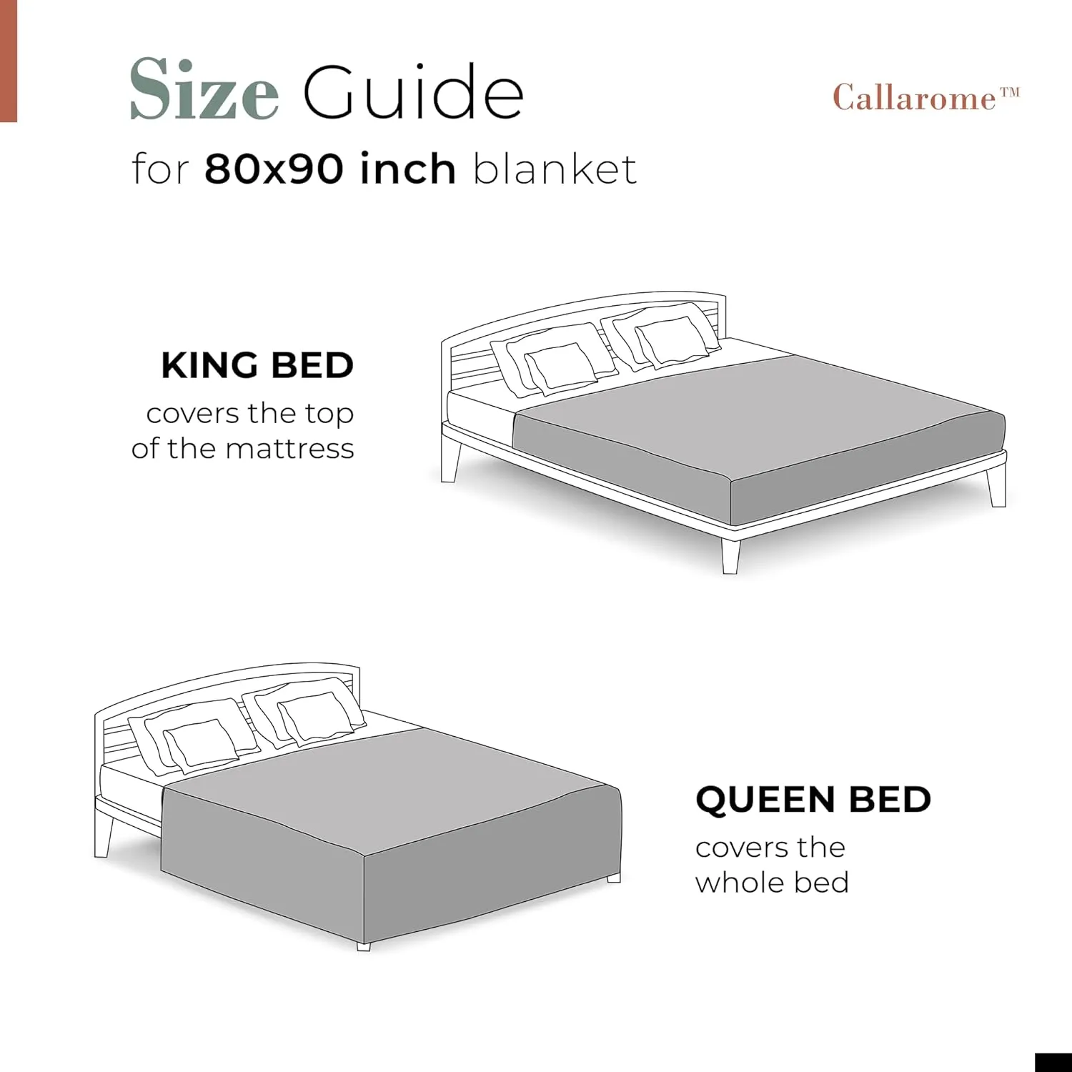 Callarome Waterproof Blanket for Bed - Large Waterproof Dog Blanket - Soft Reversible Furniture Protector for Pets & Home, Ideal for Bed, Couch, or Dog Crate - Grey 80"x90"
