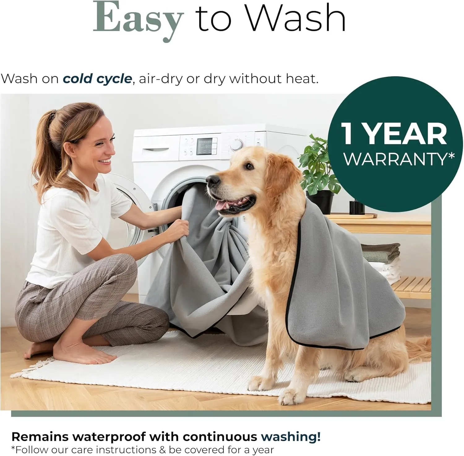 Callarome Waterproof Blanket for Bed - Large Waterproof Dog Blanket - Soft Reversible Furniture Protector for Pets & Home, Ideal for Bed, Couch, or Dog Crate - Grey 80"x90"