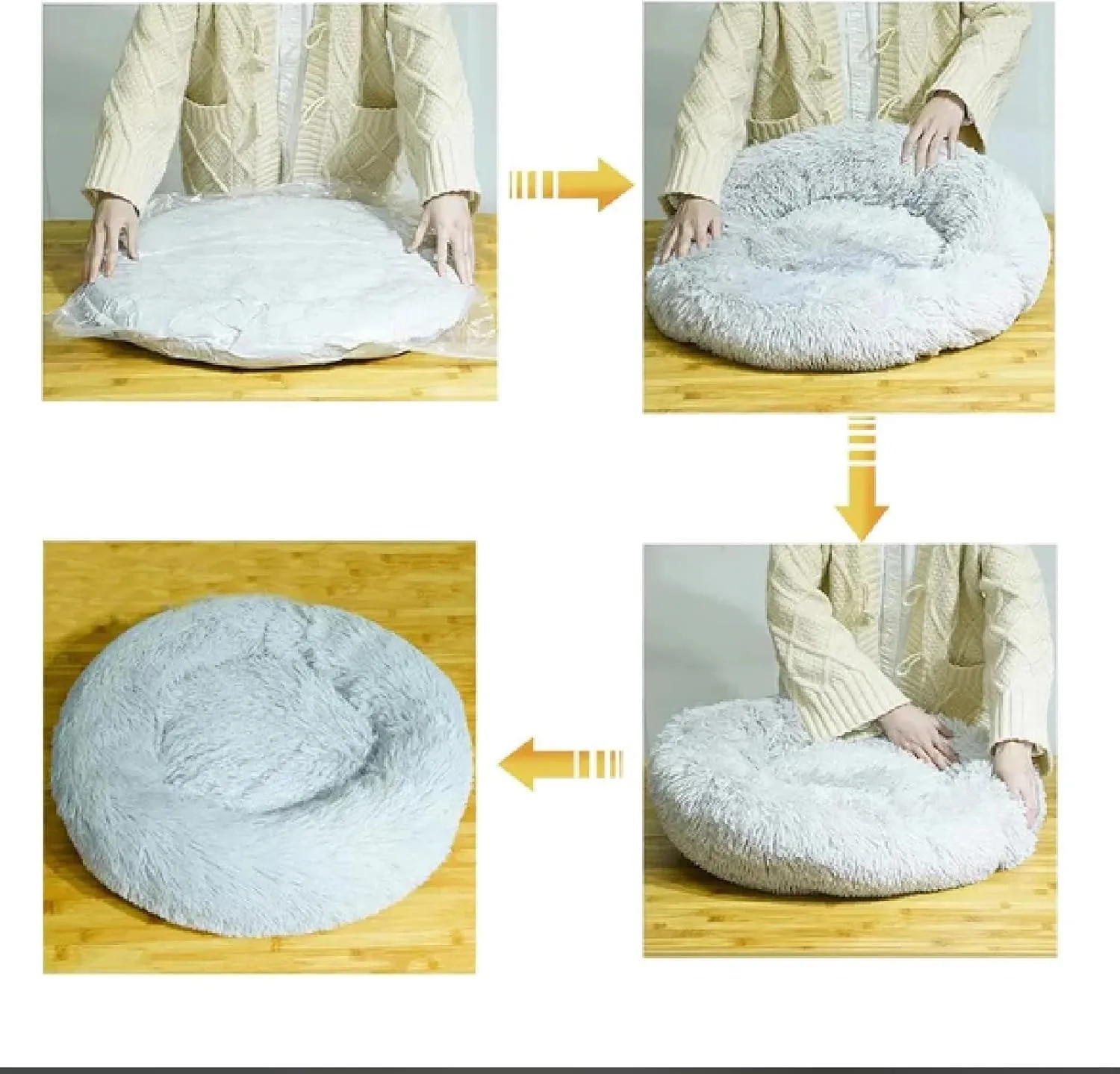 Calming Dog Bed for Small Dogs,Washable Small Pet Bed, Anti-Slip Round Fluffy Plush Faux Fur Large Cat Bed, Fits up to 25 lbs Pets,(Pink 60CM)