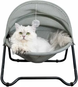 Cat Bed Cat Hammock Bed Elevated cat Bed, Comfortable and Breathable Pet Bed with Awning and Plush Toy, No-Tools Assemble, Cover Removable and Washable, Suitable for Indoor and Outdoor Use