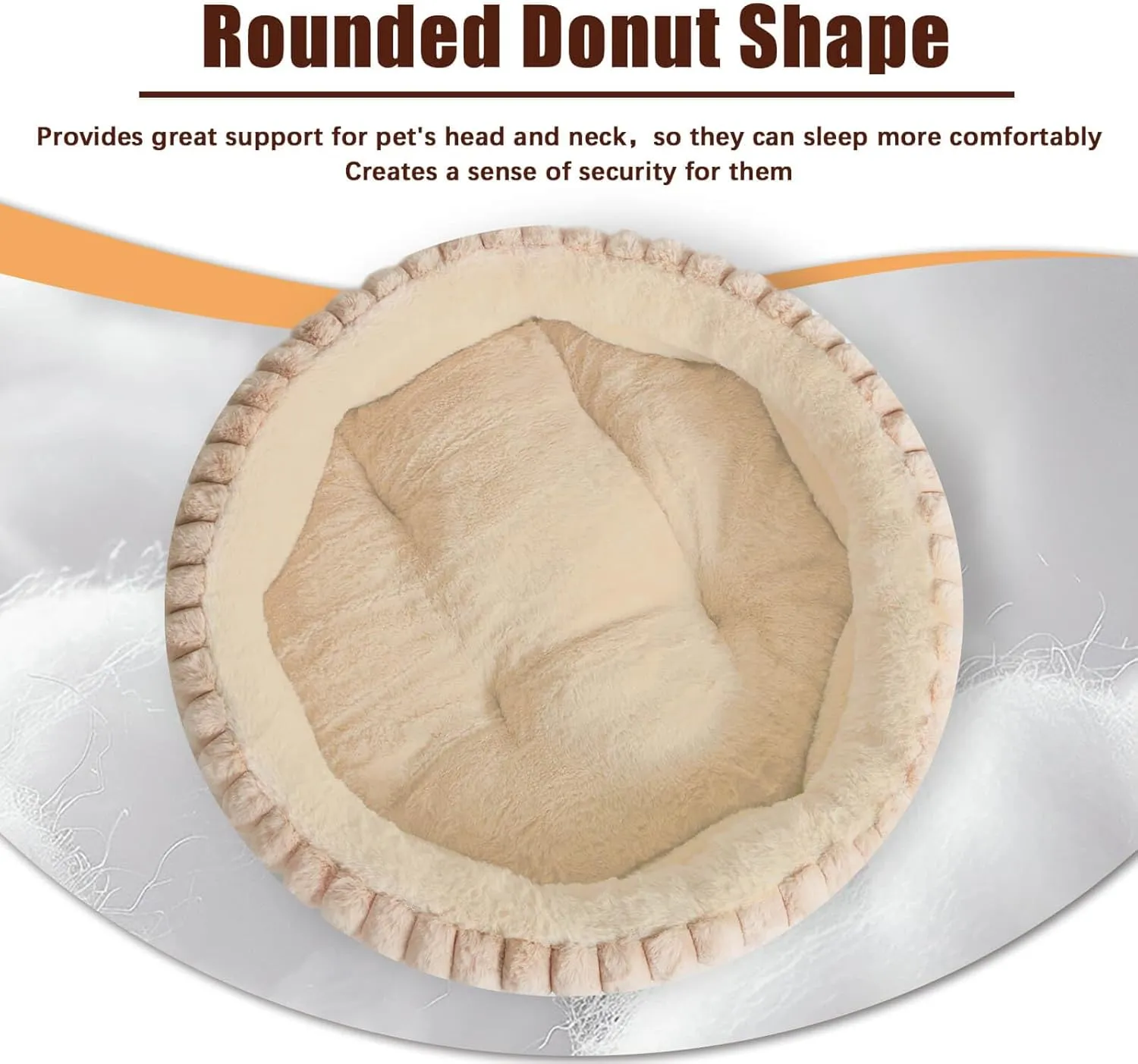 Cat Beds Kitten Bed Washable Dog Bed for Indoor Cats - 24 inches Plush Soft Faux Fur Pet Bed Round Donut Puppy Kitty Bed for Small Medium Cats Dogs with Anti-Slip Bottom, Fit up to 25 lbs Pets