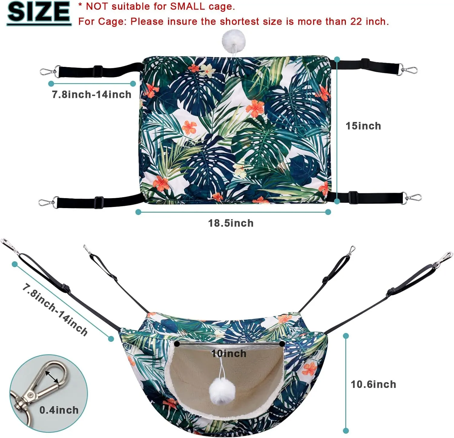 Cat Cage Hammock, Double Layer Soft Plush Hanging Pet Bed, Suitable for Indoor Cats Kitten Ferret Hamster Rabbit or Small Animals, 2 Level Comfortable Hammock Bed for Spring/Summer/Winter