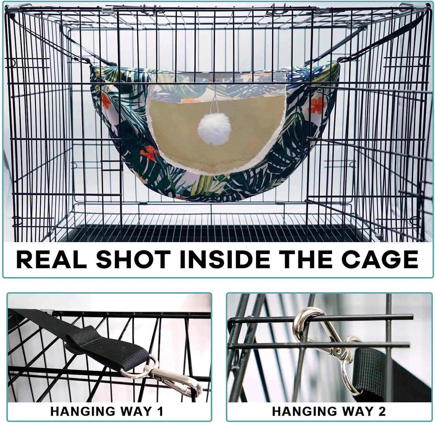 Cat Cage Hammock, Double Layer Soft Plush Hanging Pet Bed, Suitable for Indoor Cats Kitten Ferret Hamster Rabbit or Small Animals, 2 Level Comfortable Hammock Bed for Spring/Summer/Winter