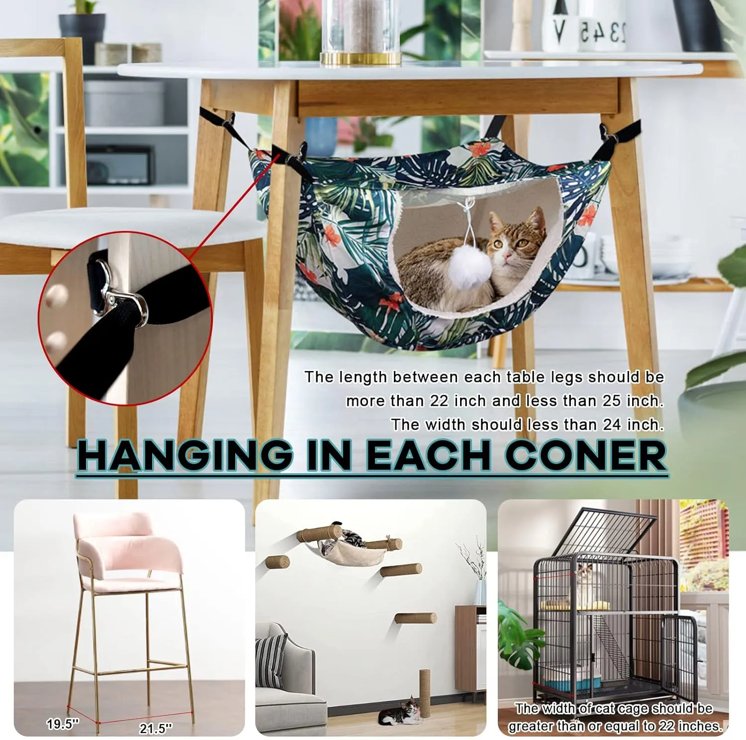 Cat Cage Hammock, Double Layer Soft Plush Hanging Pet Bed, Suitable for Indoor Cats Kitten Ferret Hamster Rabbit or Small Animals, 2 Level Comfortable Hammock Bed for Spring/Summer/Winter