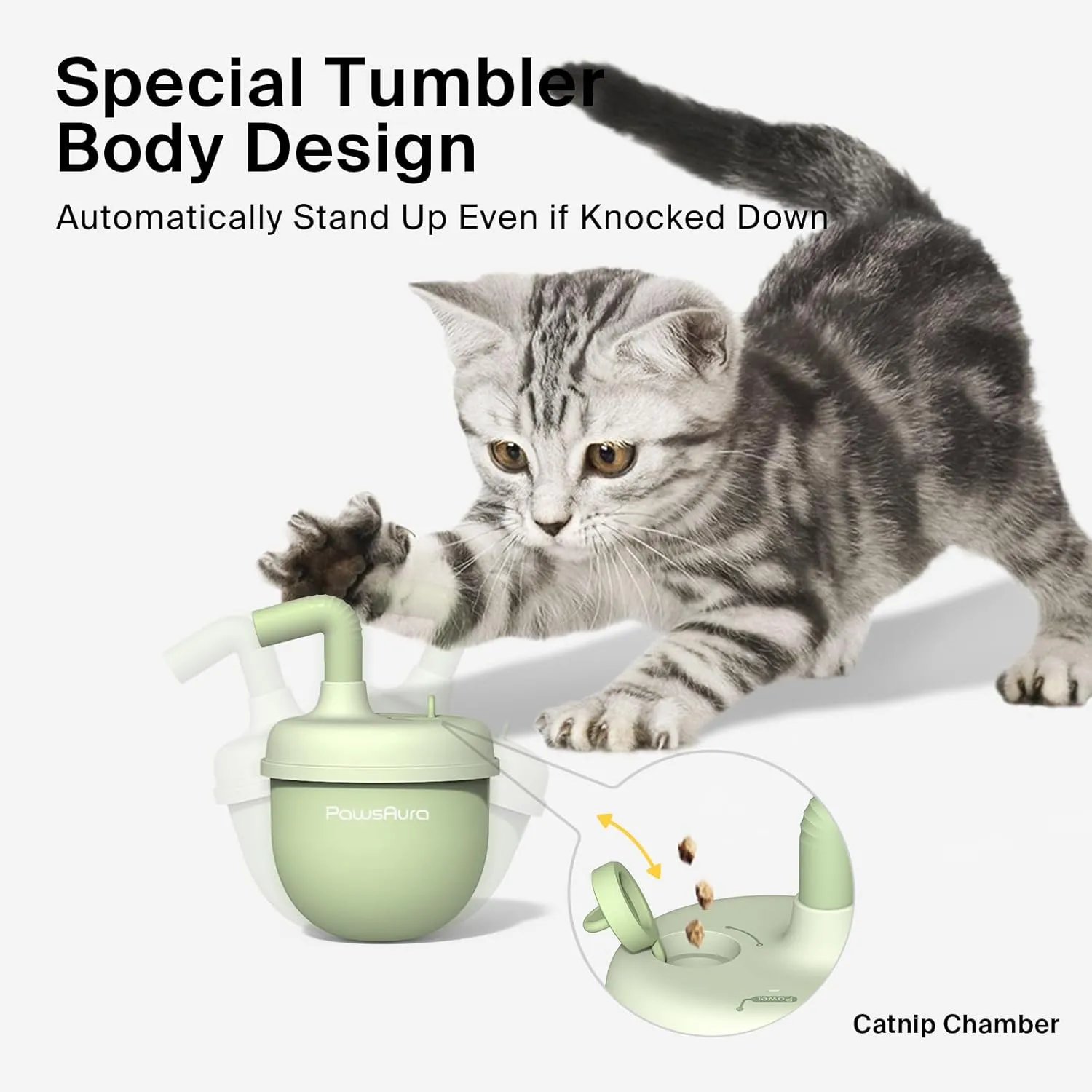 Cat Laser Toys, Automatic Cat Laser Toy Tumbler Design, Rechargeable Cat Laser Pointer 360Irregular Rotation, 3 Modes Interactive Cat Toy for Indoor Cats of All Ages and Sizes (Green)