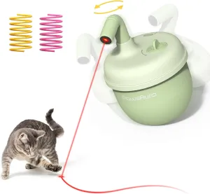 Cat Laser Toys, Automatic Cat Laser Toy Tumbler Design, Rechargeable Cat Laser Pointer 360Irregular Rotation, 3 Modes Interactive Cat Toy for Indoor Cats of All Ages and Sizes (Green)