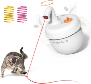 Cat Laser Toys, Automatic Cat Laser Toy Tumbler Design, Rechargeable Cat Laser Pointer 360Irregular Rotation, 3 Modes Interactive Cat Toy for Indoor Cats of All Ages and Sizes (White)