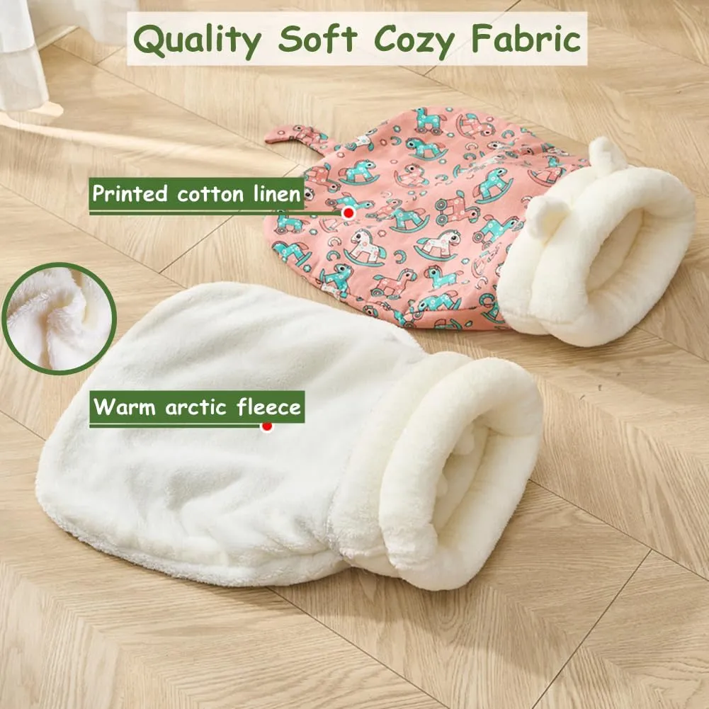 Cat Sleeping Bag for Indoor Cats, Cozy Cat Winter Sleeping Bag, Soft Plush Cats Sack Self Warming Kitten Bed Cave, Covered Warm Bed for Kittens (Green, 21.65x17.7in)