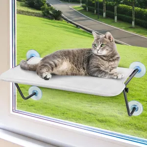 Cat Window Perch, cat Window Bed Hammock, Cat Hammock for Window, with 4 Strong Suction Cups, Metal Frame,Washable Shelf Cover, Fits 27" W X 13" H Glass Spaces (Large)