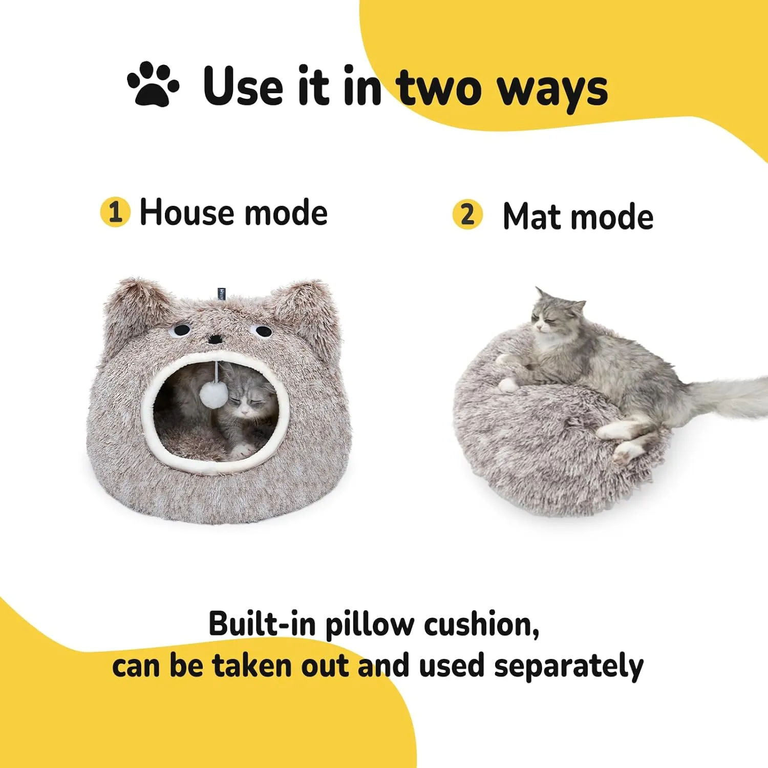 CATISM Cat Bed, Cat Beds for Indoor Cats - Cats Bed Cave Kitten Bed Removable Washable Cover