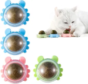 catnip balls rollerball for cats wall mount cat nips organic ball magic mint stick up station cat nip balls spinning sugar lick rollerball Cat Interactive Toys Anxiety Relief Chew Teeth Cleaning