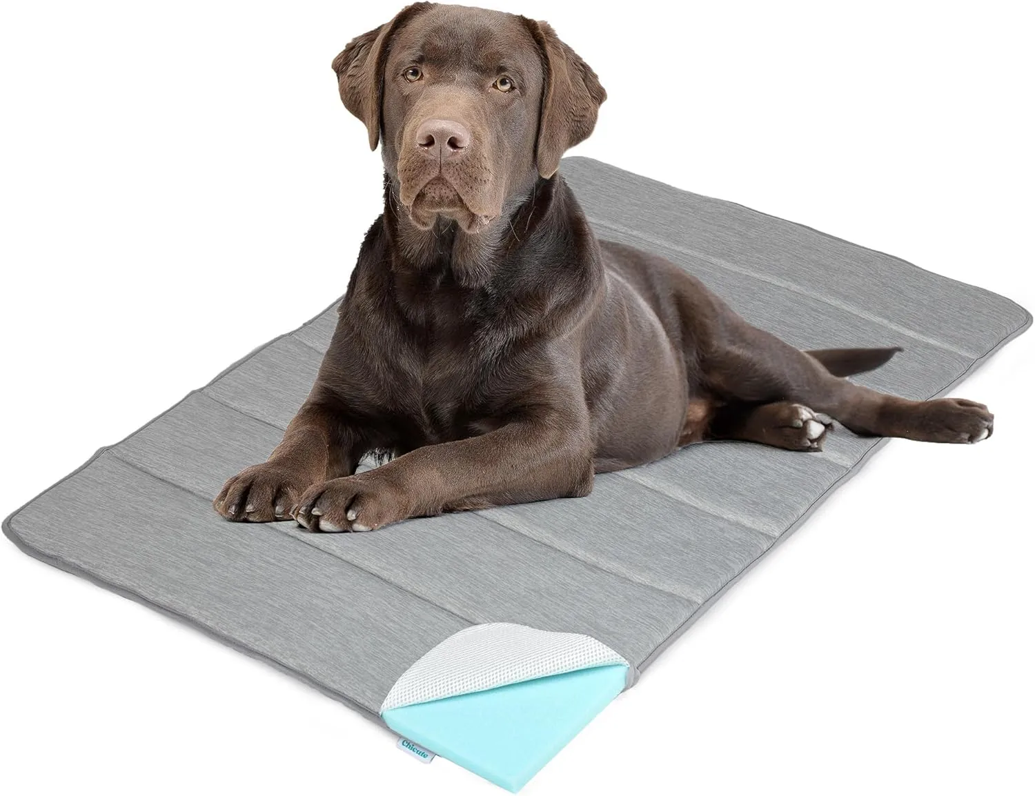 Chicute Dog Cooling Mat for Large Dogs - 35x23 Orthopedic Memory Foam Pet Pad for Summer, QMAX>0.5, Washable Premium Comfort Crate Pad for Your Furry Companion, Grey