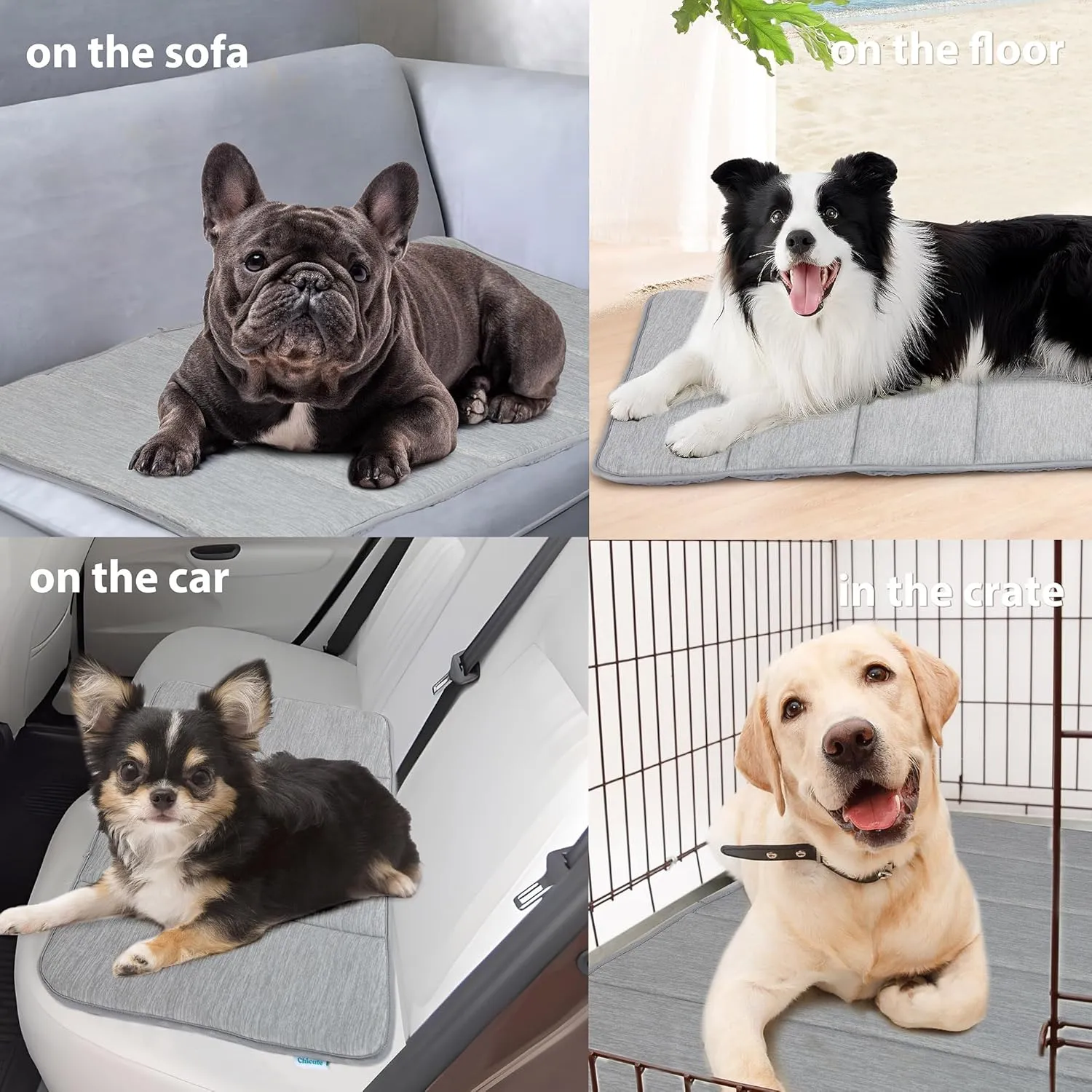 Chicute Dog Cooling Mat for Large Dogs - 35x23 Orthopedic Memory Foam Pet Pad for Summer, QMAX>0.5, Washable Premium Comfort Crate Pad for Your Furry Companion, Grey