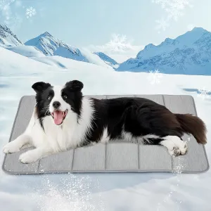 Chicute Dog Cooling Mat for Large Dogs - 35x23 Orthopedic Memory Foam Pet Pad for Summer, QMAX>0.5, Washable Premium Comfort Crate Pad for Your Furry Companion, Grey