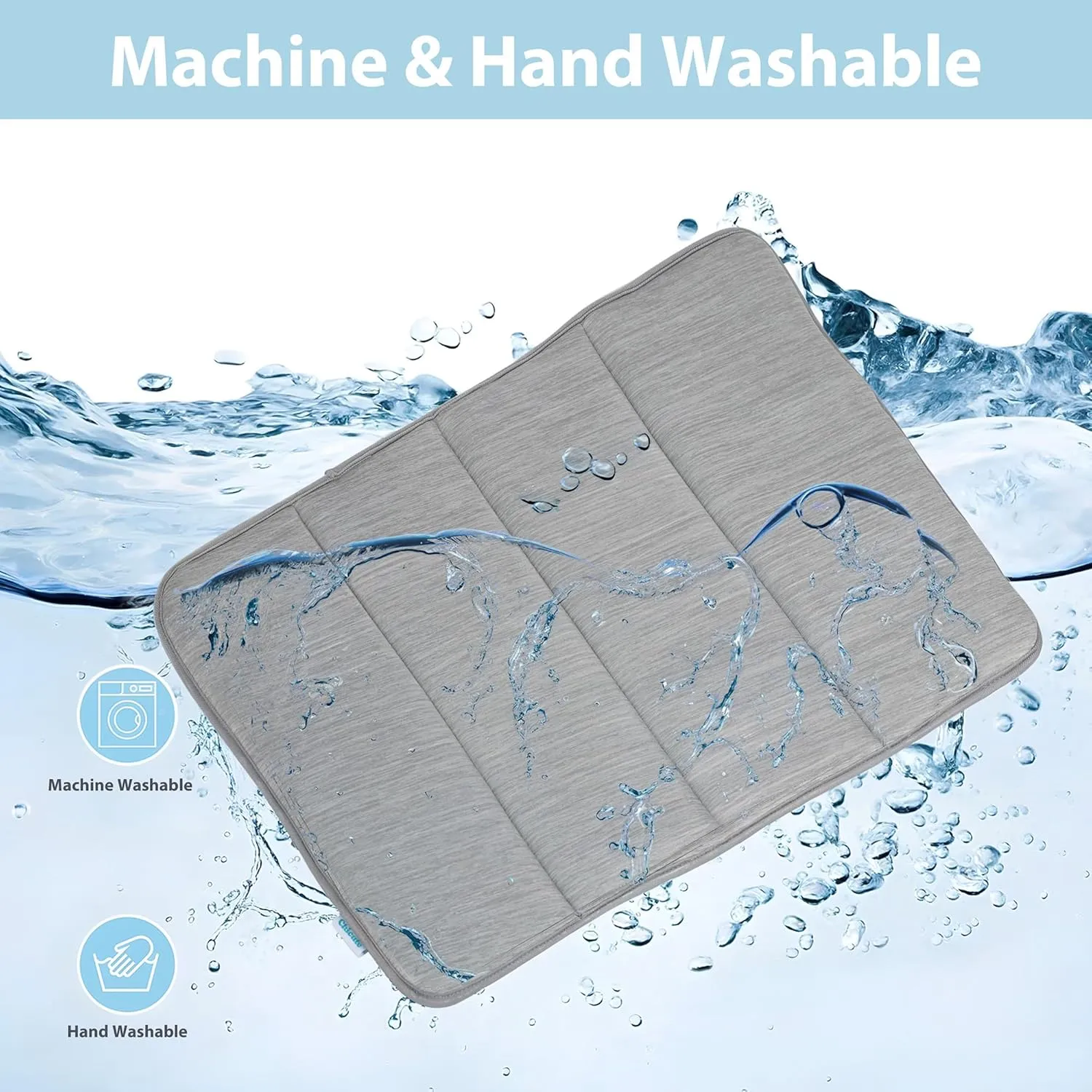 Chicute Dog Cooling Mat for Large Dogs - 35x23 Orthopedic Memory Foam Pet Pad for Summer, QMAX>0.5, Washable Premium Comfort Crate Pad for Your Furry Companion, Grey