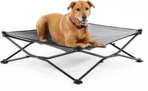 Coolaroo On-The-Go Elevated Dog Bed - Foldable Pop-Up Travel Dog Bed with Breathable, Moisture-Resistant Fabric, Carry Bag Included, Lightweight & Portable, Steel Grey, Large