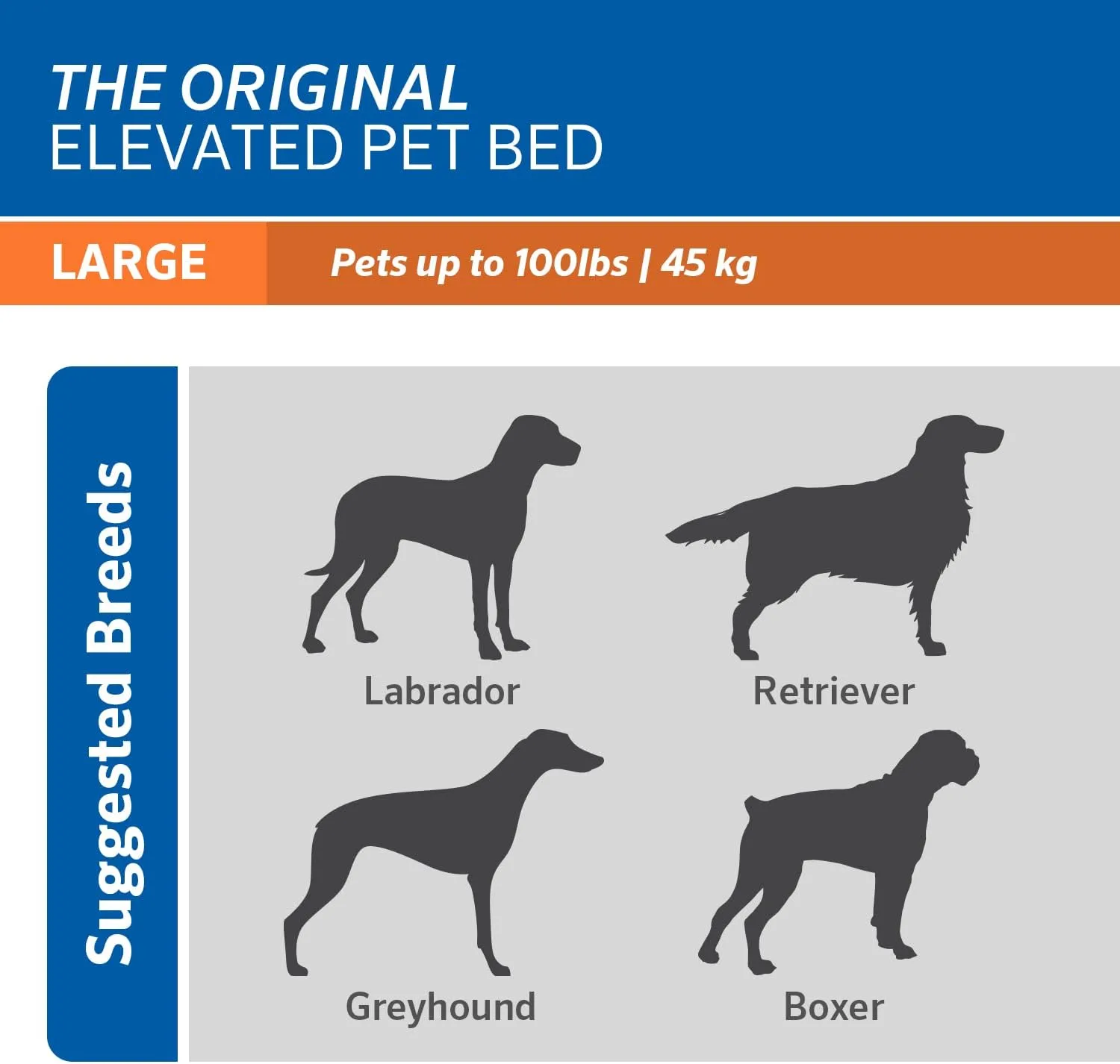 COOLAROO The Original Cooling Elevated Dog Bed, Indoor and Outdoor, Large, Grey