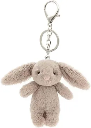 Cute Bunny Plush Keychain for Backpack, 3.5" Inch Mini Rabbit Keychain Purse Charm Pendant Gift for Women (Gray Pink)