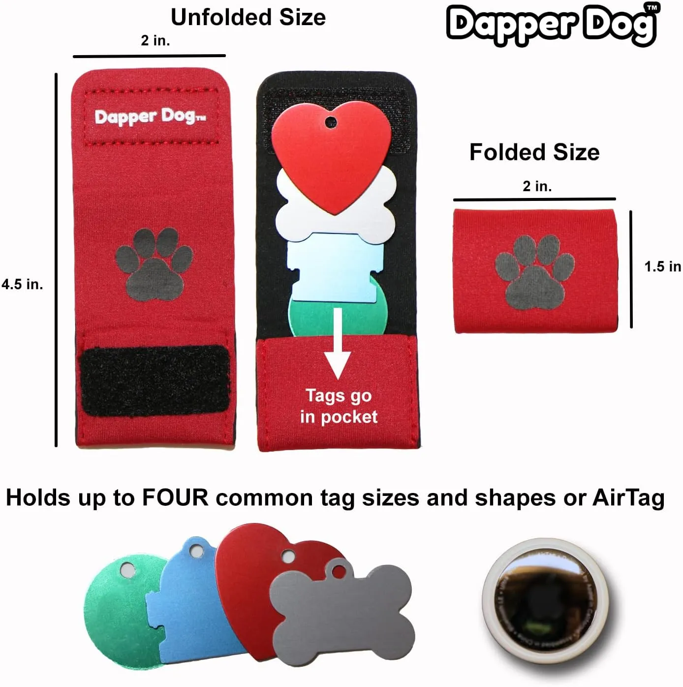 Dapper Dog Pet Tag Silencer and AirTag Holder (Black)