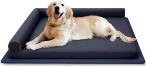 Dog Beds for Small with Memory Foam,Orthopedic for Puppy Bed,Waterproof Dog Couch Pet Bed with Removable Washable Cover Dust-Proof and Anti-Slip Pad,Blue