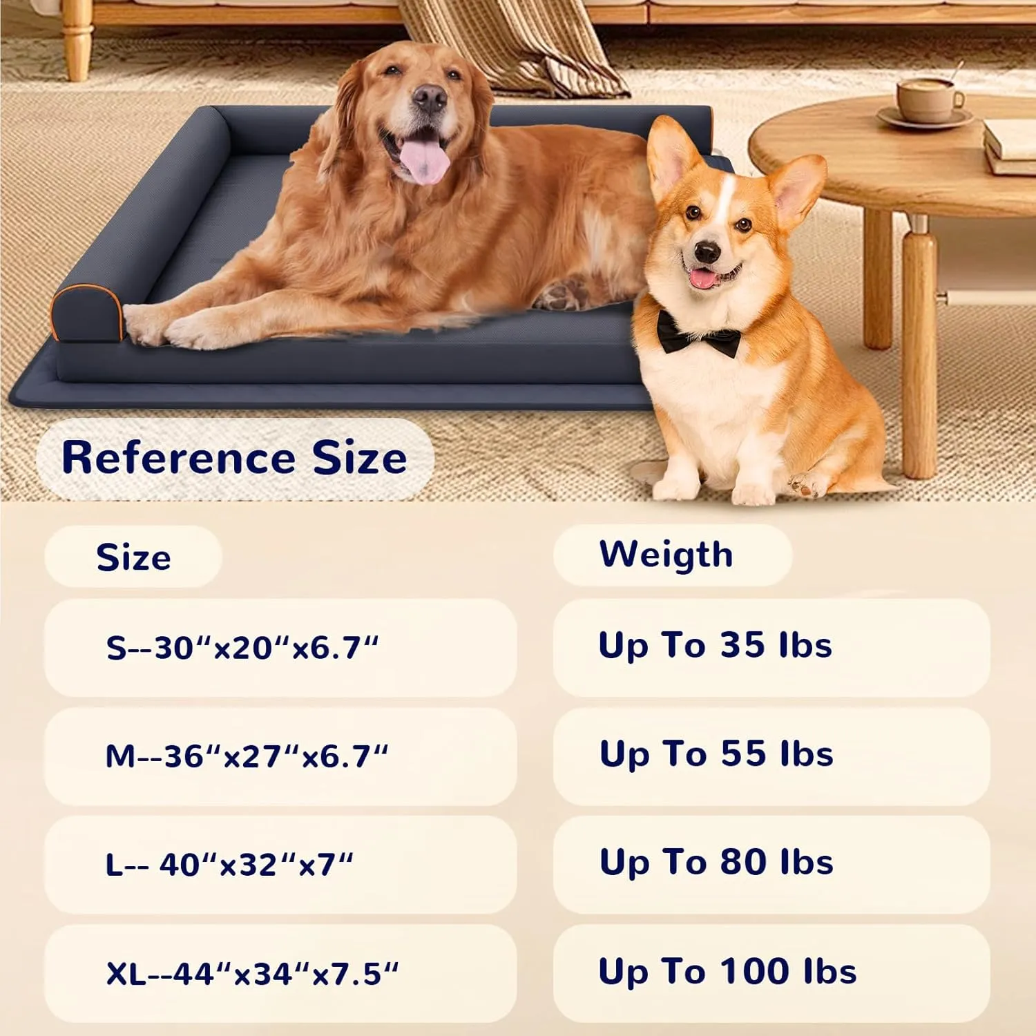 Dog Beds for Small with Memory Foam,Orthopedic for Puppy Bed,Waterproof Dog Couch Pet Bed with Removable Washable Cover Dust-Proof and Anti-Slip Pad,Blue