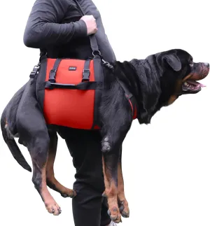 Dog Carry Sling, Emergency Backpack Pet Legs Support & Rehabilitation Dog Lift Harness for Large Dogs, Dog Carrier for Senior Dogs Joint Injuries, Arthritis, Up and Down Stairs (Red, XXL)